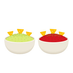 Nacho dip in bowl. Nacho vector. Nachos on white background. sauce cup vector.