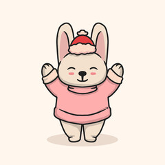 Cute forest animal with winter and Christmas cloth 