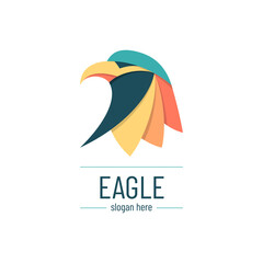 Minimal creative and colorful eagle logo design template