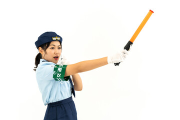 交通整理をする婦人警官