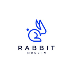 rabbit logo vector modern simple designs with geometric shape and white background