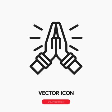namaste icon vector. Linear style sign for mobile concept and web design. namaste symbol illustration. Pixel vector graphics - Vector. 
