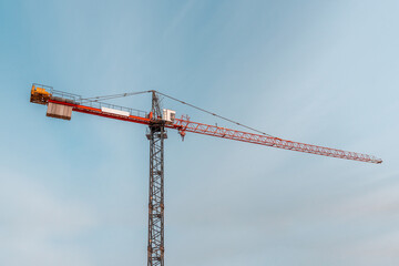 Tower crane with blue sky background