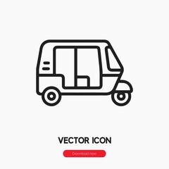 rickshaw icon vector. Linear style sign for mobile concept and web design. rickshaw symbol illustration. Pixel vector graphics - Vector.	