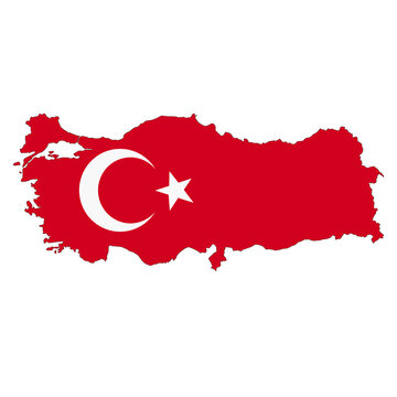 Turkey map on white background with clipping path