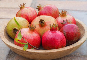 Fresh ripe pomegranate on the table