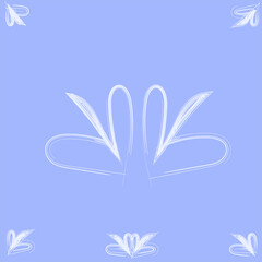 White snowflake of hearts in the shape of swans on a light blue background for Christmas