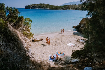 Tropical beach of Voulisma beach, Istron, Crete, Greece ,Most beautiful beaches of Crete island...