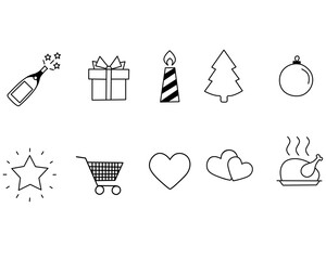 A set consisting of ten holiday icons