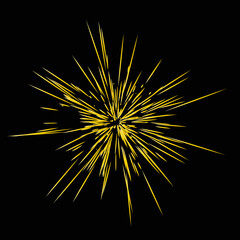 Realistic Colourful fireworks.  Vector illustration. Dynamic style. Abstract explosion, speed motion lines from the middle. Vector illustration.