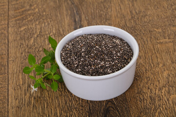 Dietary Chia seeds in the bowl