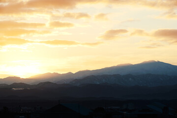 朝焼けの霊峰白山