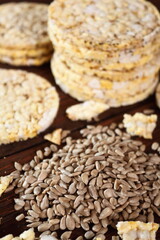 Corn Thins and suflower seeds.