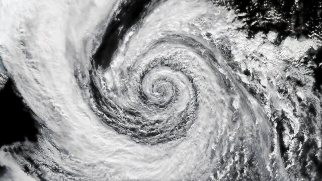 Cyclone - Hurricane - Typhoon isolated on black with alpha channel.