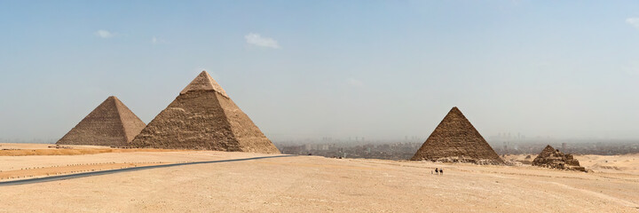 Fototapeta na wymiar Panorama of the Giza Pyramids, Cairo, Egypt