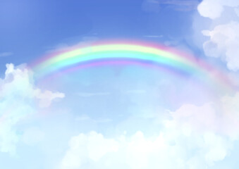 雲の切れ間に浮かぶ大きな虹/A big rainbow floating in the clouds