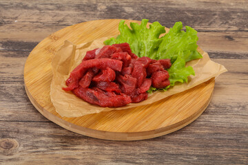Raw beef meat sliced for cooking