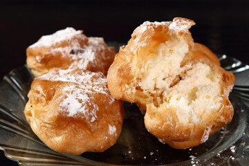 Cream puff with custard filling