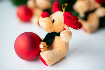 Plush reindeer decoration for the Christmas tree
