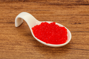 Red salmon caviar in the bowl
