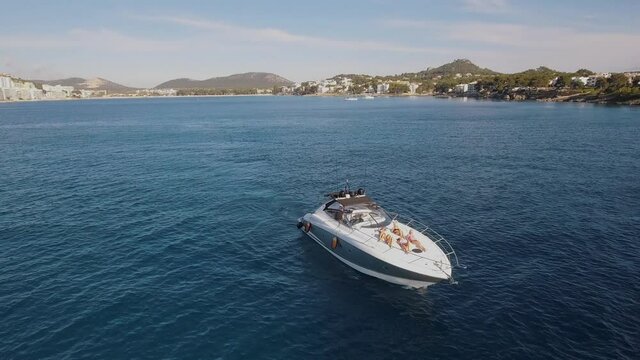 Girls / Woman sunbathing on a yacht / boat - Luxury lifestyle - Mallorca, Santa Ponsa, Balearic Islands, Ibiza