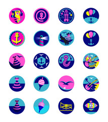 A set of twenty icons on the theme of avatars for social networks. - 383916930