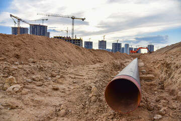 Sewer pipes for laying an external sewage system at a construction site. Sanitary drainage system...