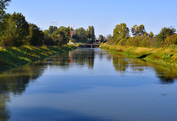 Fototapeta na wymiar panoramic view of the Adda river in Lombardy