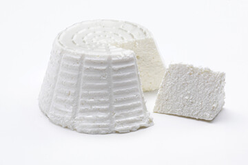 Ricotta cheese isolated on white background