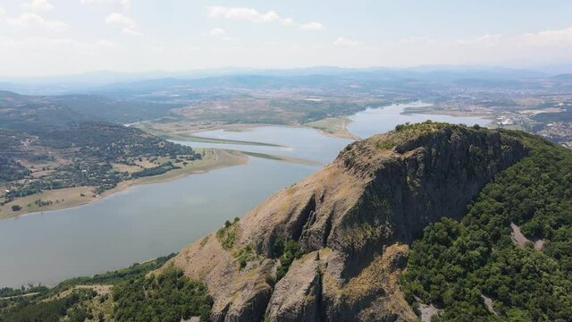 Aerial view of Studen Kladenets Reservoir, Kardzhali Region, Bulgaria