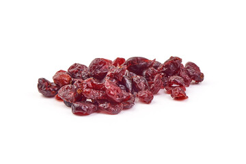 Dry cranberries, sweet berries, isolated on white background