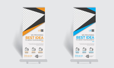 Creative Corporate business roll up banner template design,  modern roll up stand design