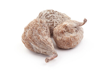 Dried figs berries, close-up, isolated on white background