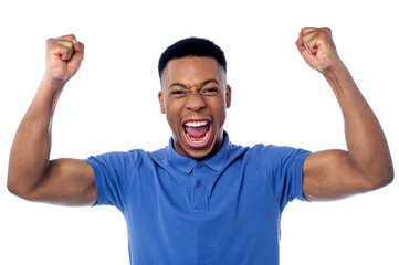 Young handsome victorious guy