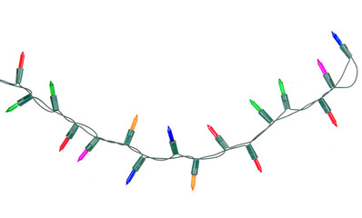 Naklejka premium Christmas lights string isolated on white background with clipping path..