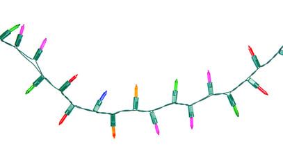 Naklejka premium Christmas lights string isolated on white background with clipping path..