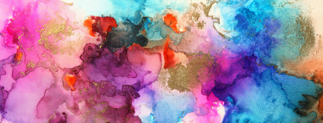 Art Abstract  watercolor and acrylic flow blot painting. Color horizontal canvas texture background.