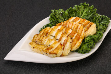 Grilled Greek haloumi cheese with herbs