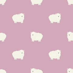 vector seamless pattern with texture images of sheep
