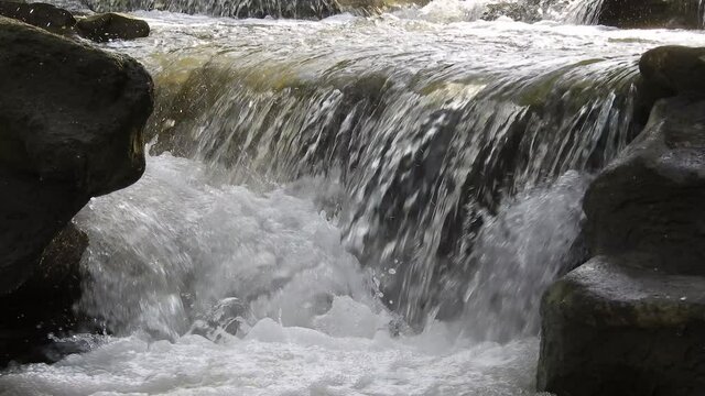 rapid river stream waterfall. River side with stones