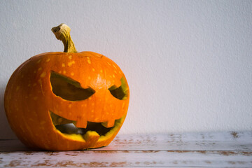 
Orange Halloween pumpkin for the holiday. Scary pumpkin.