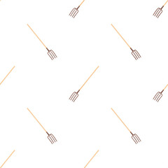 vector seamless pattern with textured pitchfork images