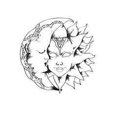 Hand drawn illustration of a venetian mask