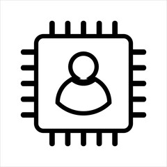 computer cpu icon vector. computer cpu with user icon. outline style icon vector concept