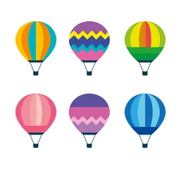 Photo sur Plexiglas Montgolfière Hot air balloons set design of Transportation adventure freedom journey travel up airship and trip theme Vector illustration