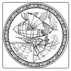 Hand drawn vintage zeppeline