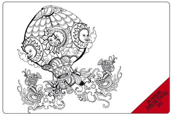 hand drawn illustration of a vintage ballon