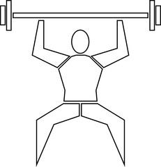 Contour of weightlifter lifting a barbell. Sportsman isolated on white background. Vector illustration.