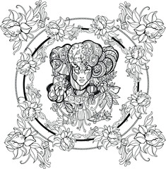 Vintage hand-drawn mask venetian