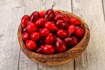 Sweet and ripe cornel berries